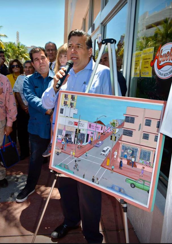 It was a proud moment and honor for my painting to be at the tribute to Alfredo Gonzalez, Sr., owner of David's Coffee Shop and Restaurant on 11th Street and Collins Avenue, South Beach 